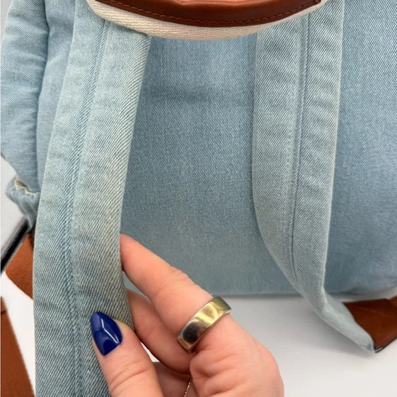 Chloé Denim Blue Backpack with Logo Straps - Picture 12 of 12